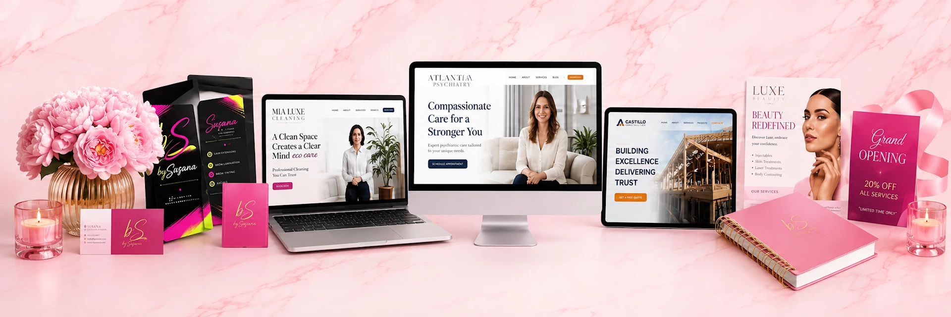 Strategic website branding and graphic design portfolio by Susana