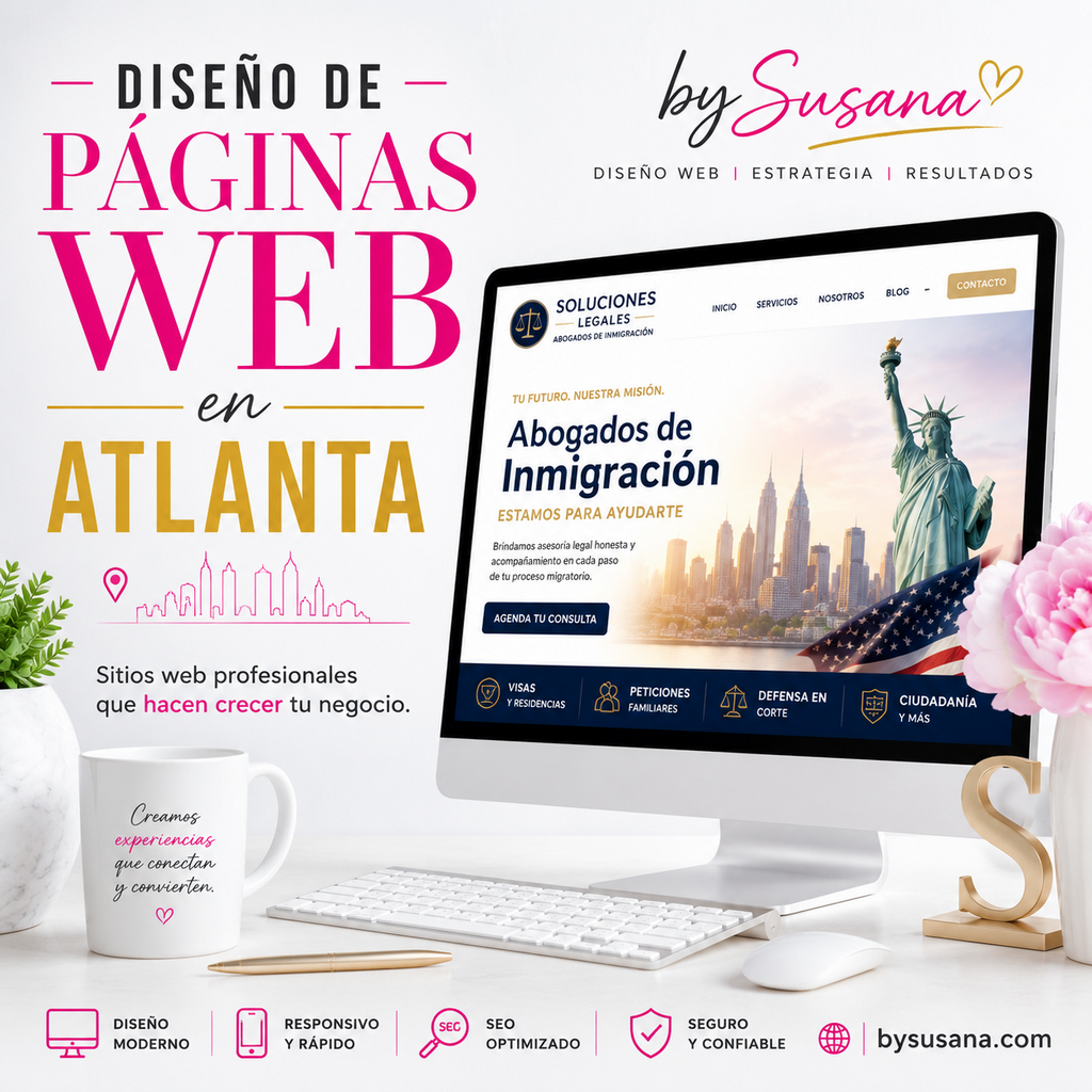 Ejemplo de página web profesional para abogados de inmigración en Atlanta por Susana