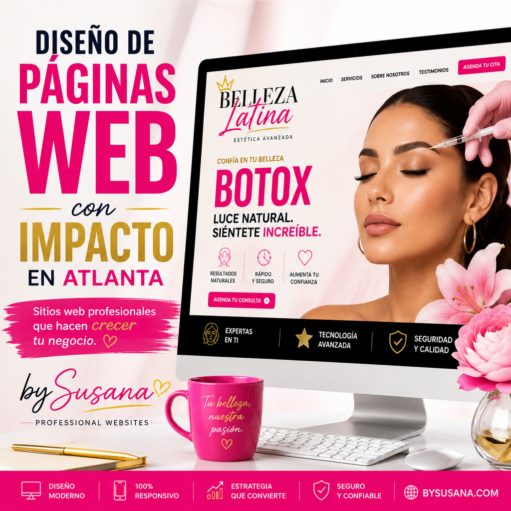 Ejemplo de diseño web para belleza estética y Botox en Atlanta por Susana