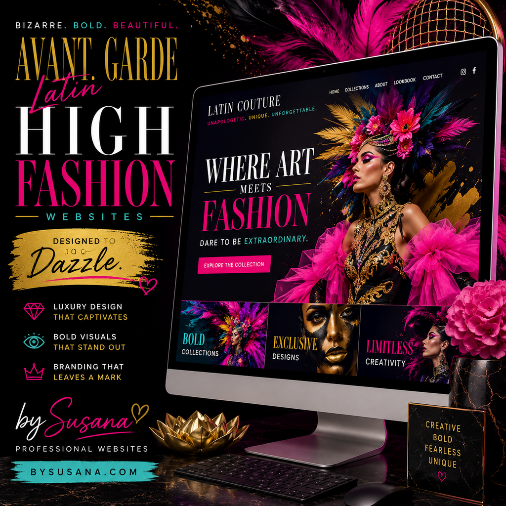 Avant-garde fashion website design sample by Susana