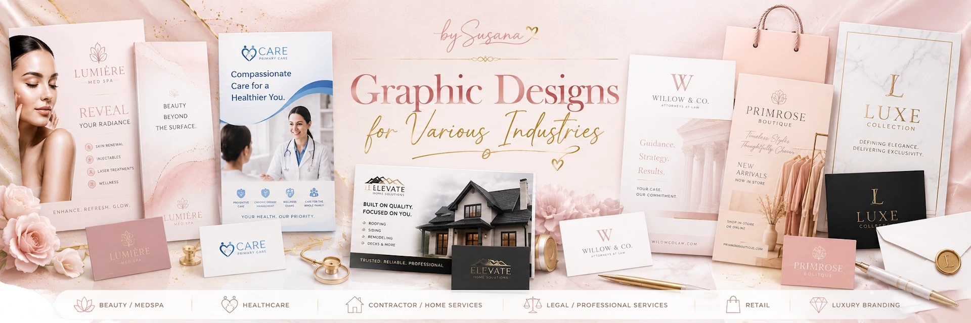Professional graphic design examples created by Susana